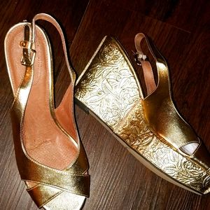 Corso Como Gold Wedge Sandals -size 11